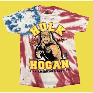 Hulk Hogan Shirt Mens Medium Red White Blue WWE Wrestling American Made Tie Dye